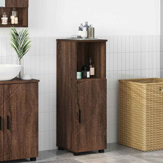 Badkamer Kast Bruin Eiken 30 x 35 x 95 cm Bewerkt hout & Metaal is nu te koop bij PeponiXL, paradijselijk wonen!