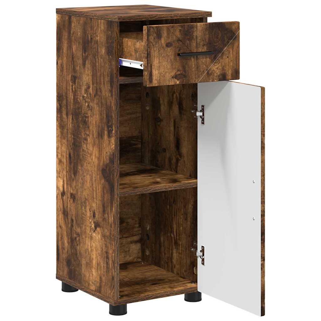 Badkamer Kast met lade met opslag Gerookt eiken 30 x 35 x 80 cm is nu te koop bij PeponiXL, paradijselijk wonen!