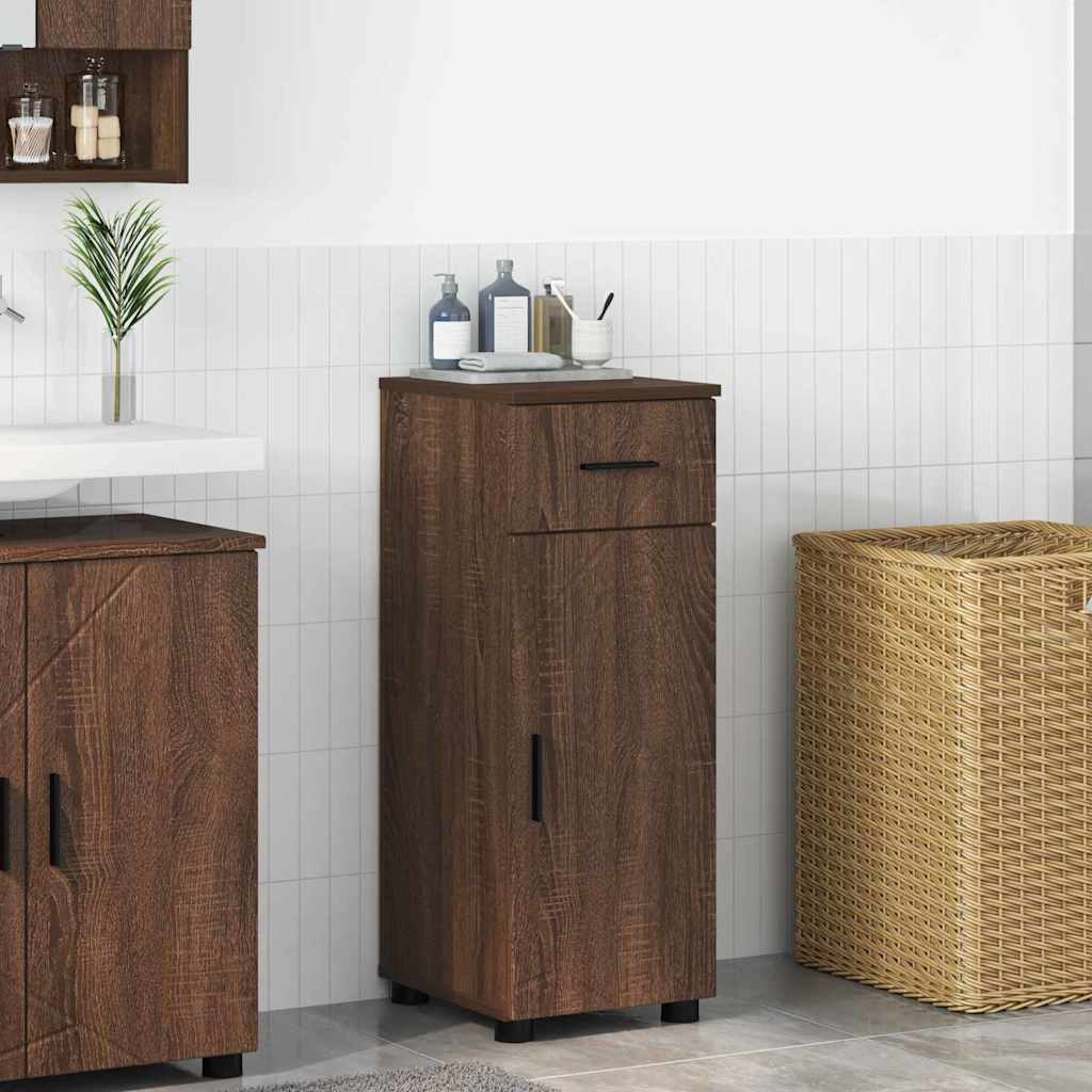 Badkamer Kast Bruin Eiken 30 x 35 x 80 cm Bewerkt hout & Metaal is nu te koop bij PeponiXL, paradijselijk wonen!