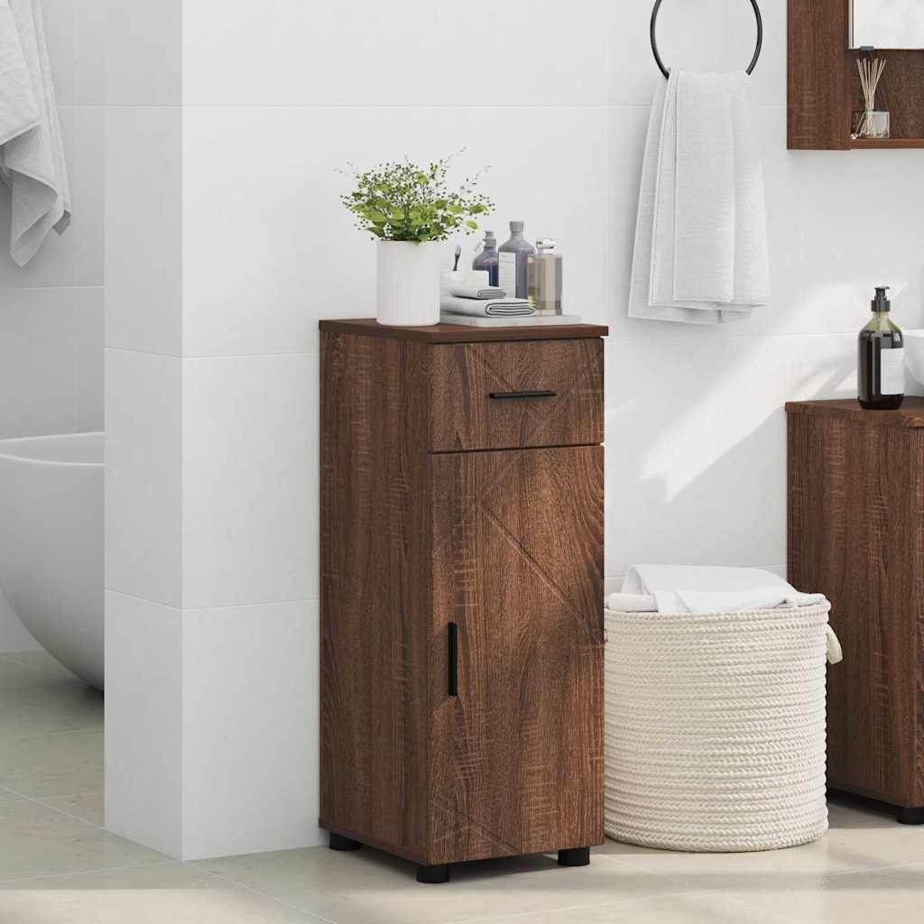 Badkamer Kast Bruin Eiken 30 x 35 x 80 cm Bewerkt hout & Metaal is nu te koop bij PeponiXL, paradijselijk wonen!