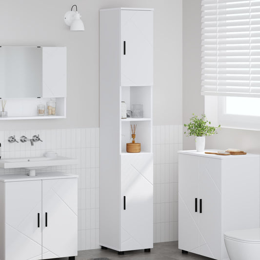 Badkamer Kast Wit 30 x 35 x 192 cm Bewerkt hout & Metaal is nu te koop bij PeponiXL, paradijselijk wonen!