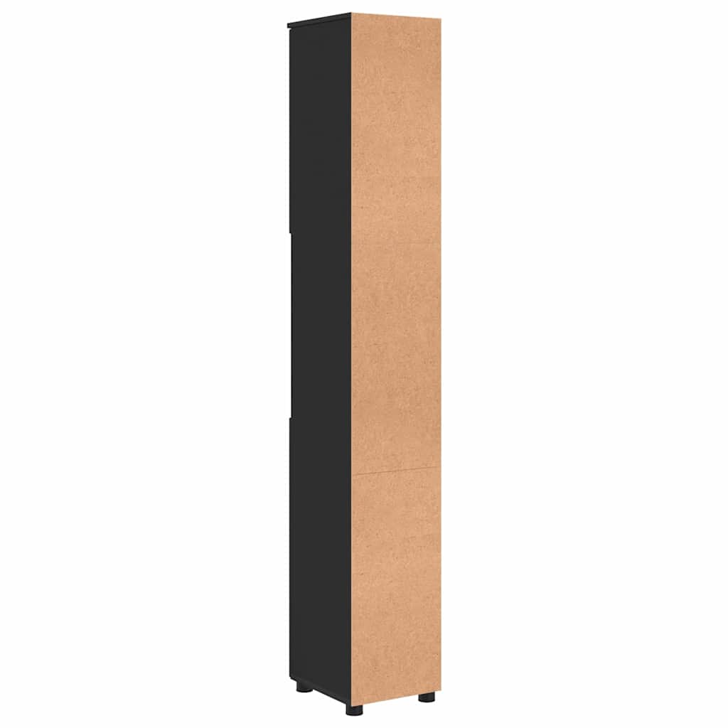 Badkamer Kast Zwart 30 x 35 x 192 cm Bewerkt hout & Metaal is nu te koop bij PeponiXL, paradijselijk wonen!