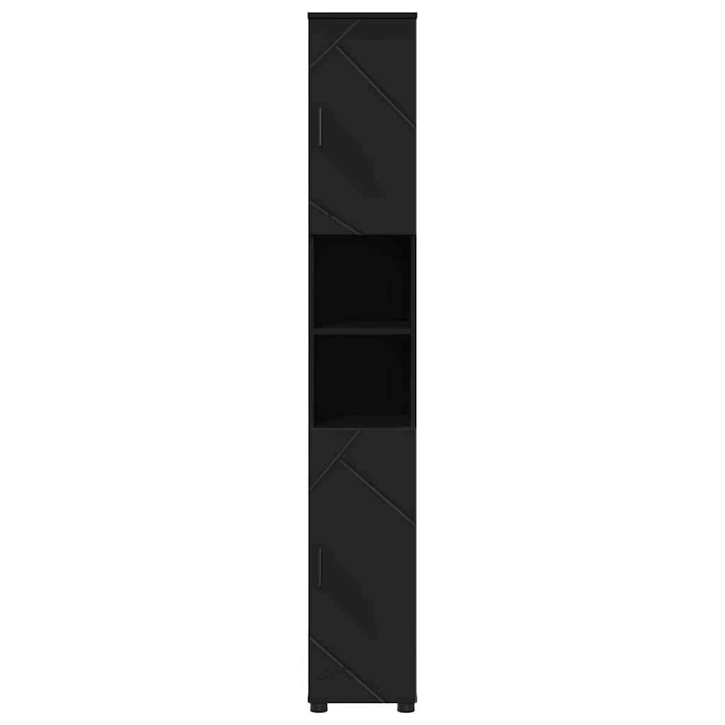 Badkamer Kast Zwart 30 x 35 x 192 cm Bewerkt hout & Metaal is nu te koop bij PeponiXL, paradijselijk wonen!