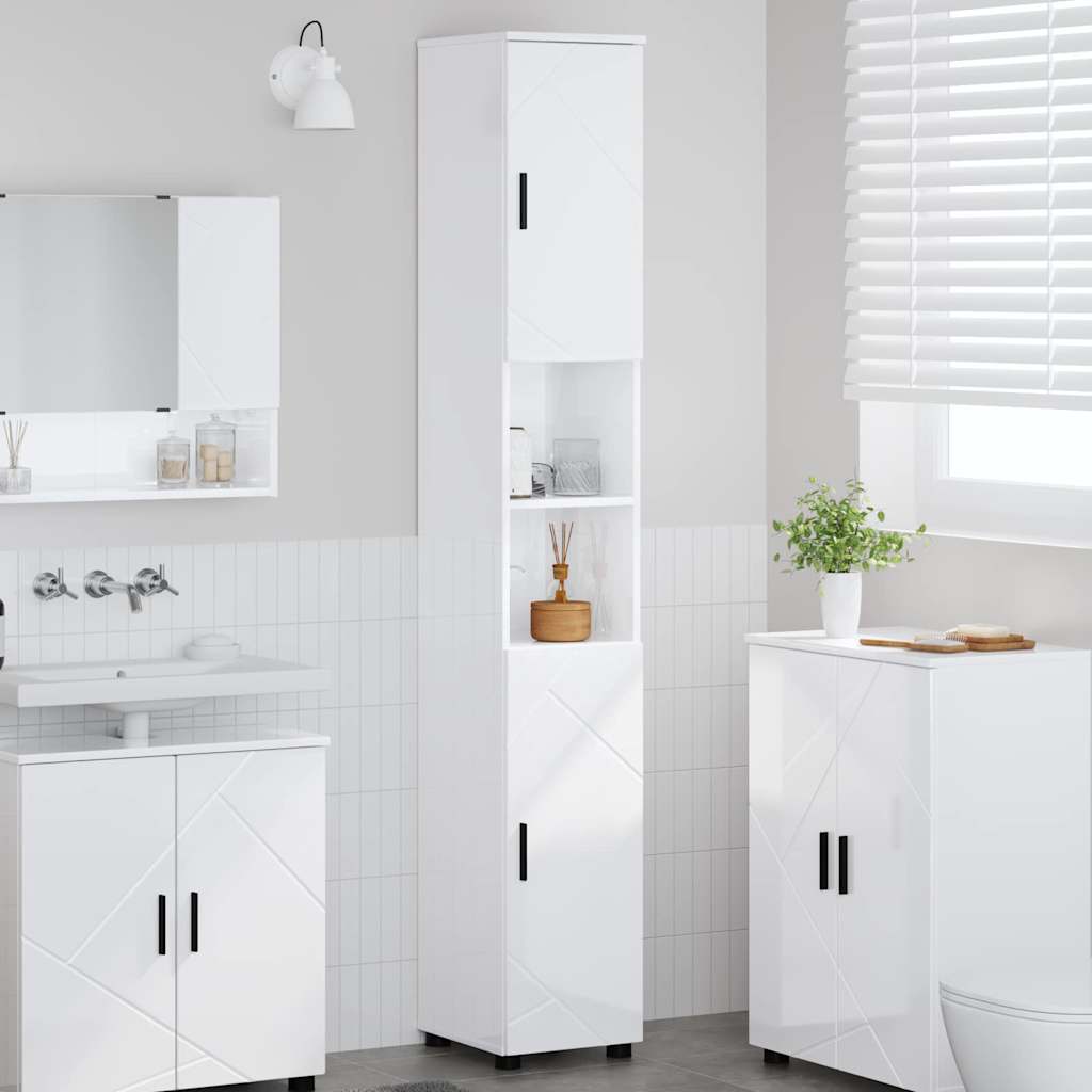 Badkamer Kast met opslag Hoogglans wit 30 x 35 x 192 cm is nu te koop bij PeponiXL, paradijselijk wonen!