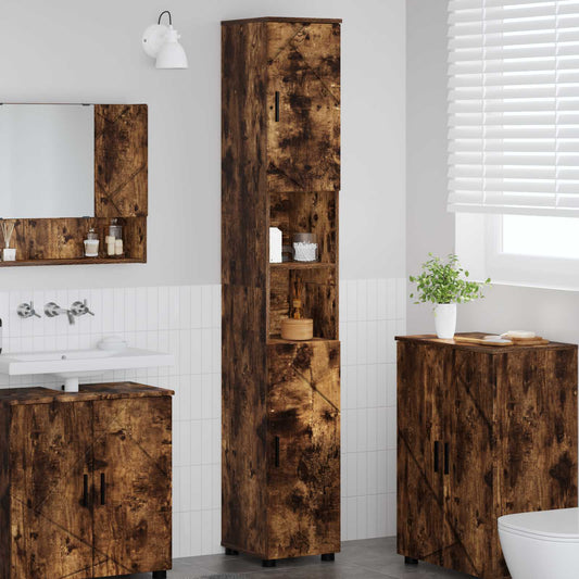 Badkamer Kast met opslag Gerookt eiken 30 x 35 x 192 cm is nu te koop bij PeponiXL, paradijselijk wonen!