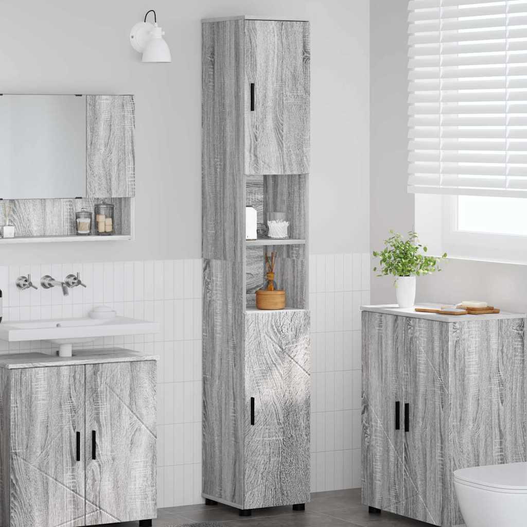 Badkamer Kast met opslag Grijs Sonoma 30 x 35 x 192 cm is nu te koop bij PeponiXL, paradijselijk wonen!