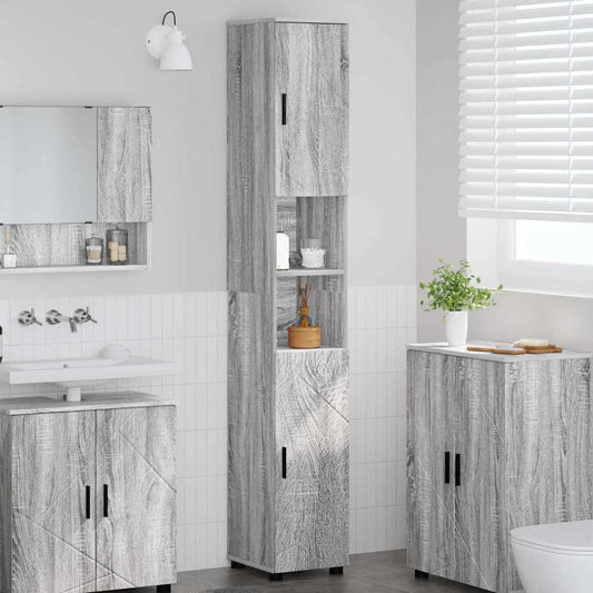 Badkamer Kast met opslag Grijs Sonoma 30 x 35 x 192 cm is nu te koop bij PeponiXL, paradijselijk wonen!