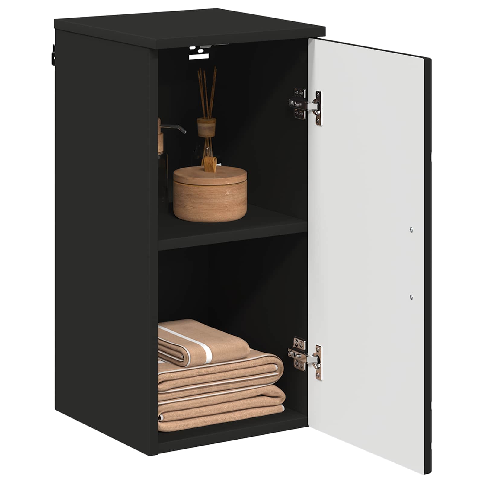 Badkamer Kast Zwart 30 x 31,5 x 61 cm Bewerkt hout & Metaal is nu te koop bij PeponiXL, paradijselijk wonen!