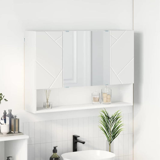 Spiegelkast Wandgemonteerd Wit 80 x 17 x 55 cm Bewerkt hout is nu te koop bij PeponiXL, paradijselijk wonen!