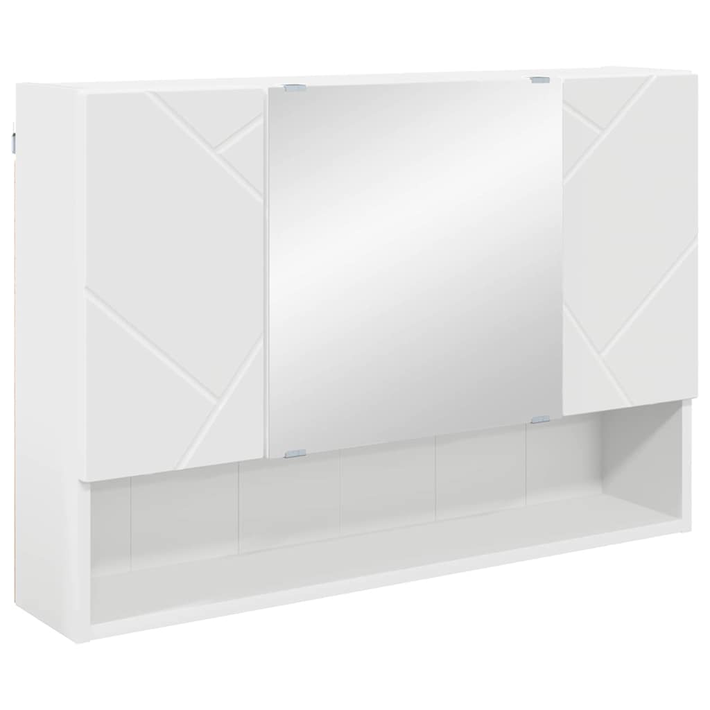 Spiegelkast Wandgemonteerd Wit 80 x 17 x 55 cm Bewerkt hout is nu te koop bij PeponiXL, paradijselijk wonen!