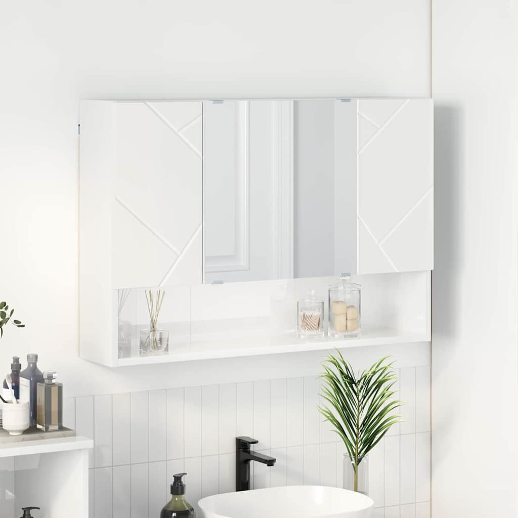 Spiegelkast Hoogglans wit 80 x 17 x 55 cm Bewerkt hout is nu te koop bij PeponiXL, paradijselijk wonen!