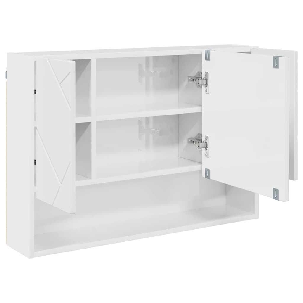 Spiegelkast Hoogglans wit 80 x 17 x 55 cm Bewerkt hout is nu te koop bij PeponiXL, paradijselijk wonen!
