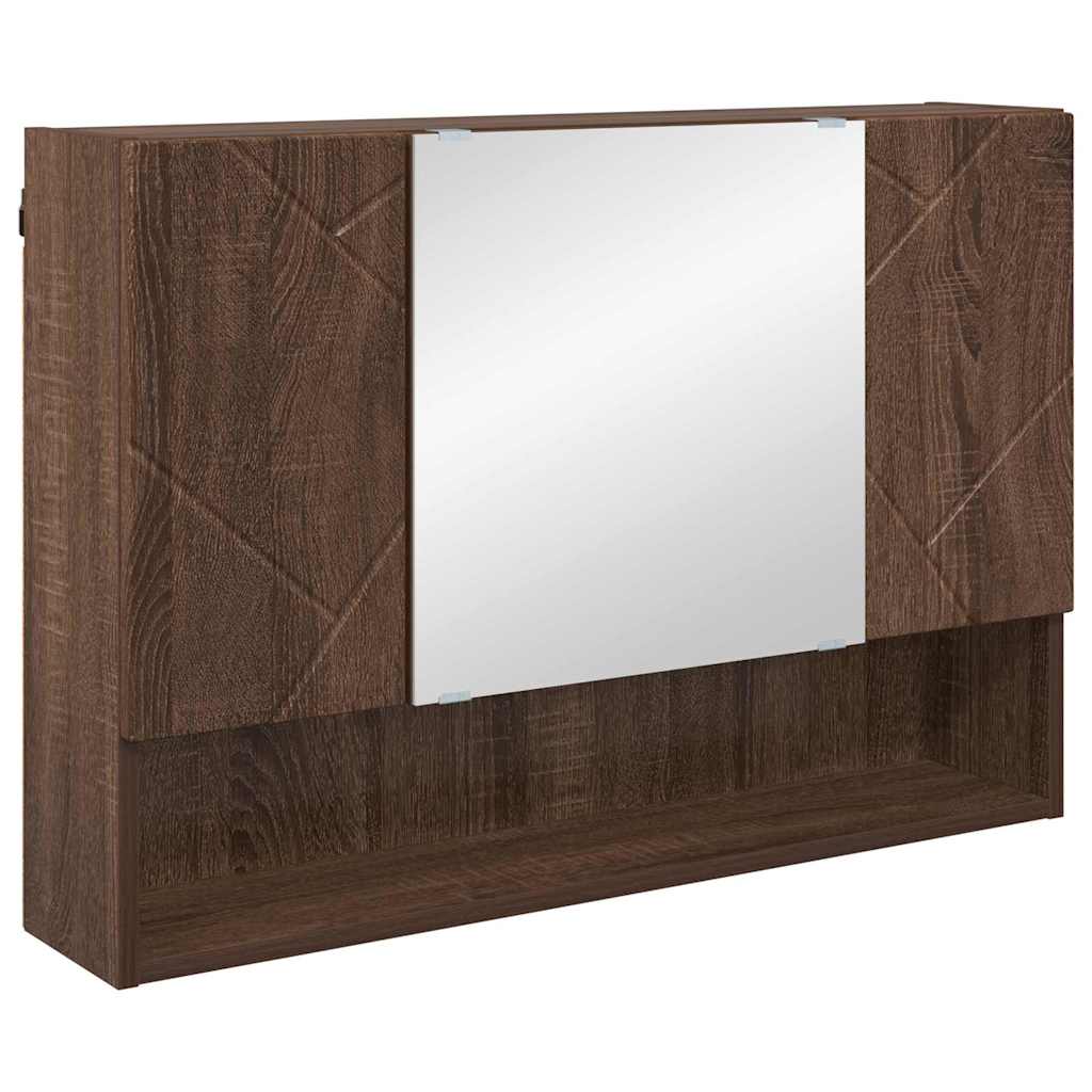 Spiegelkast met opslag Bruin Eiken 80 x 17 x 55 cm Bewerkt hout is nu te koop bij PeponiXL, paradijselijk wonen!