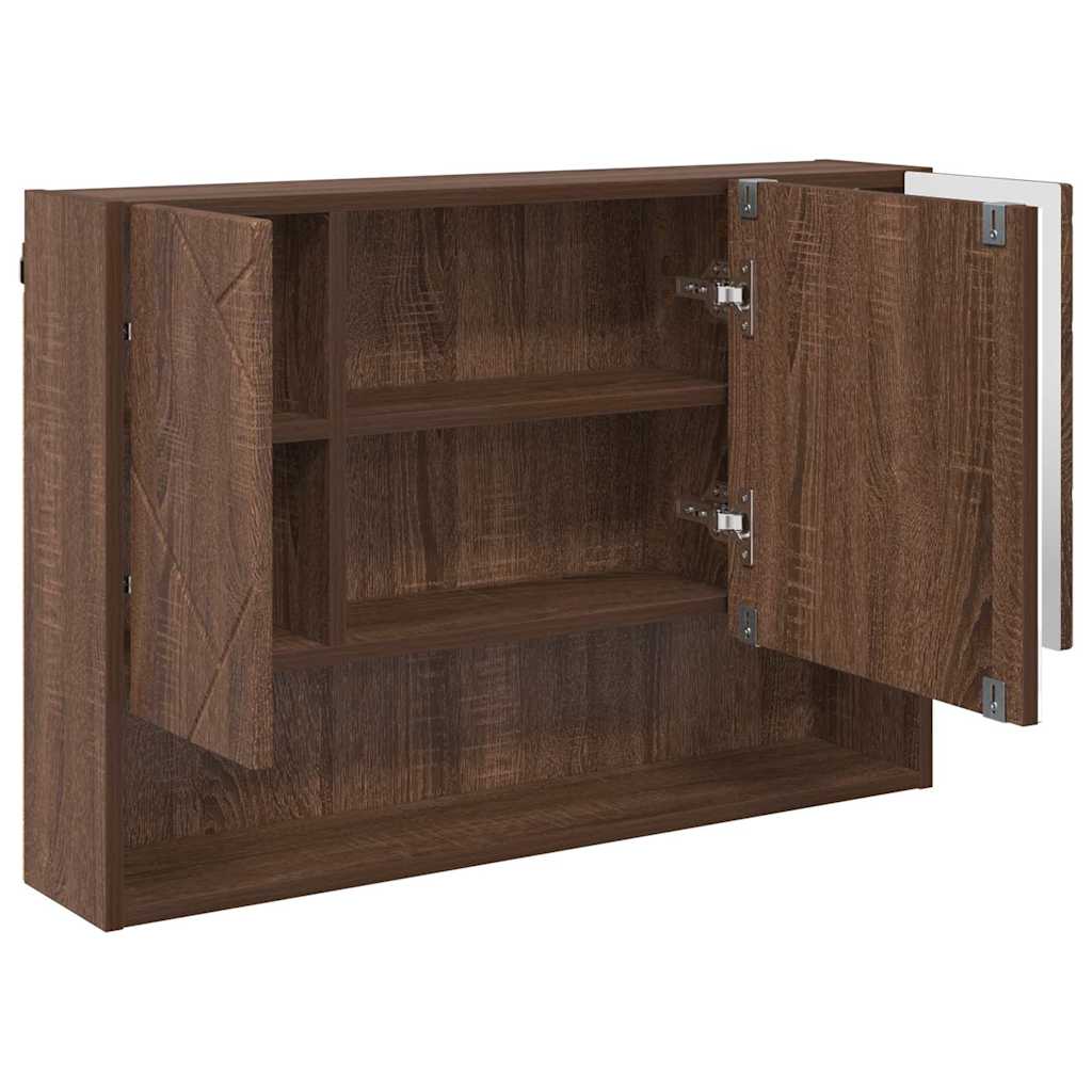 Spiegelkast met opslag Bruin Eiken 80 x 17 x 55 cm Bewerkt hout is nu te koop bij PeponiXL, paradijselijk wonen!