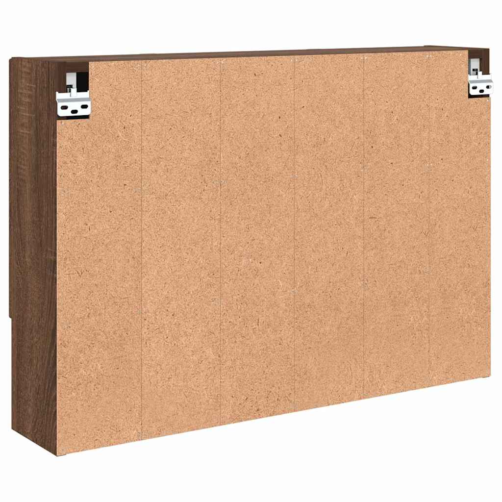 Spiegelkast met opslag Bruin Eiken 80 x 17 x 55 cm Bewerkt hout is nu te koop bij PeponiXL, paradijselijk wonen!