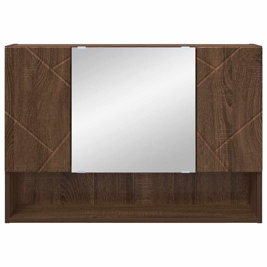 Spiegelkast met opslag Bruin Eiken 80 x 17 x 55 cm Bewerkt hout is nu te koop bij PeponiXL, paradijselijk wonen!