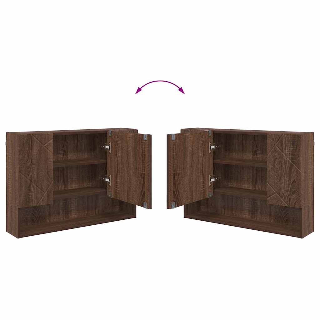 Spiegelkast met opslag Bruin Eiken 80 x 17 x 55 cm Bewerkt hout is nu te koop bij PeponiXL, paradijselijk wonen!