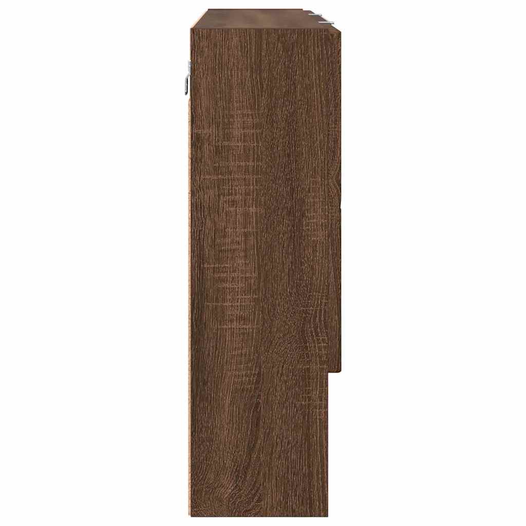 Spiegelkast met opslag Bruin Eiken 80 x 17 x 55 cm Bewerkt hout is nu te koop bij PeponiXL, paradijselijk wonen!