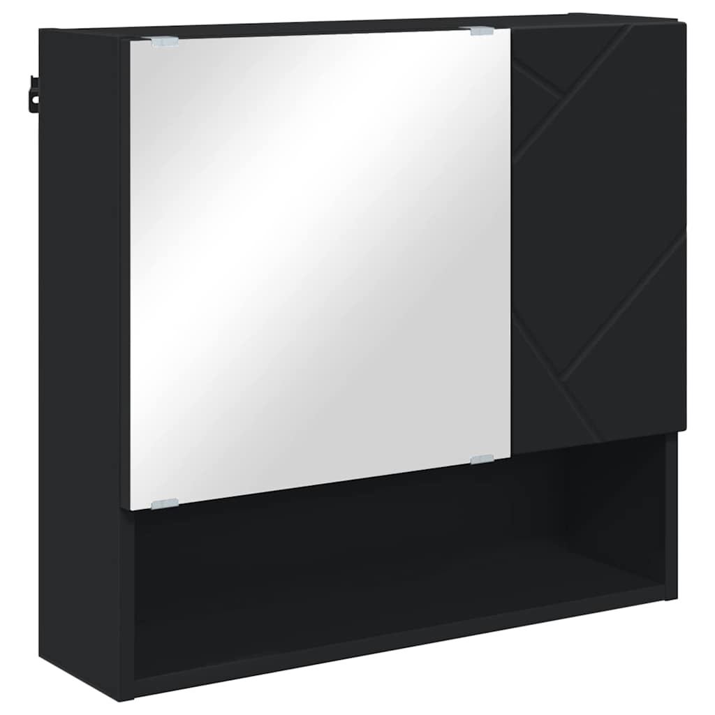 Spiegelkast Wandgemonteerd Zwart 59 x 17 x 55 cm Bewerkt hout is nu te koop bij PeponiXL, paradijselijk wonen!