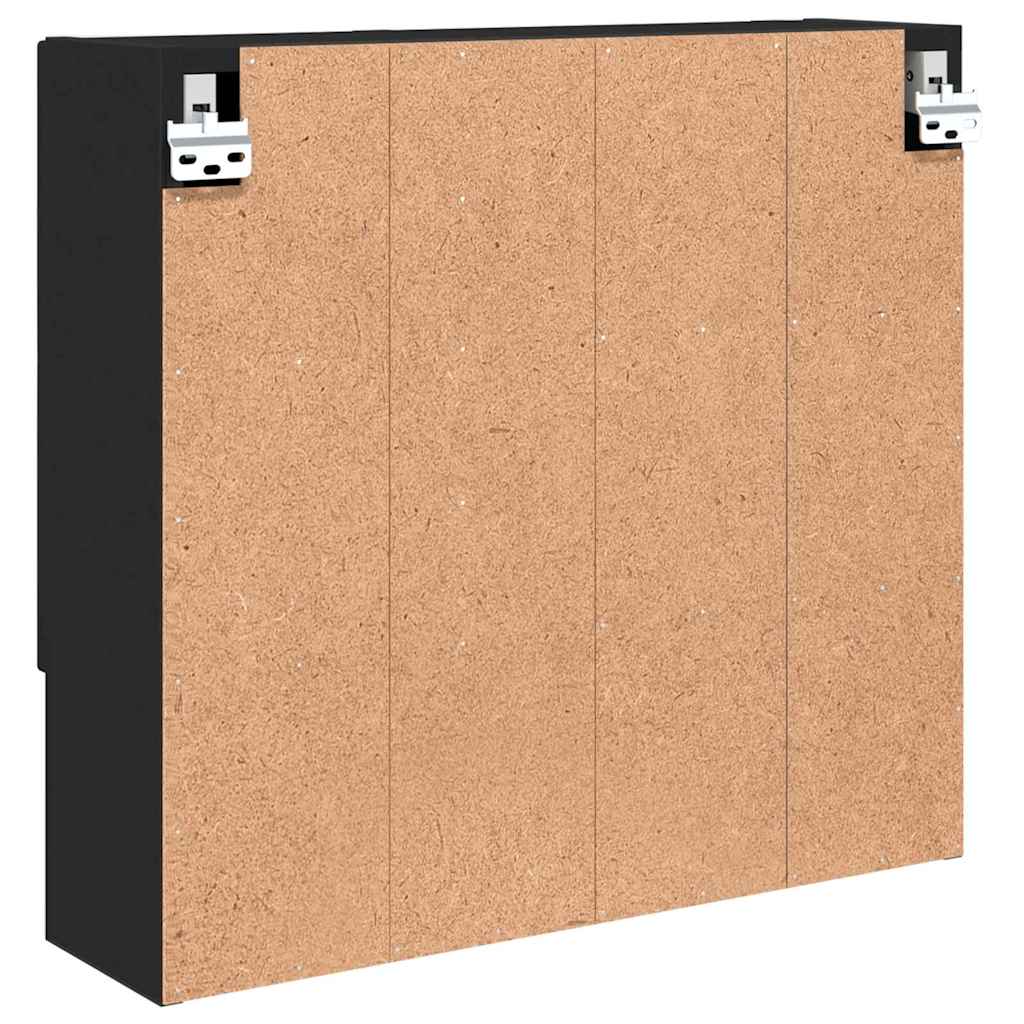 Spiegelkast Wandgemonteerd Zwart 59 x 17 x 55 cm Bewerkt hout is nu te koop bij PeponiXL, paradijselijk wonen!