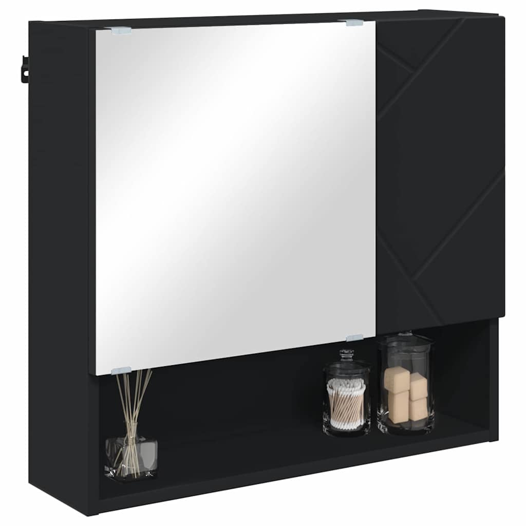 Spiegelkast Wandgemonteerd Zwart 59 x 17 x 55 cm Bewerkt hout is nu te koop bij PeponiXL, paradijselijk wonen!