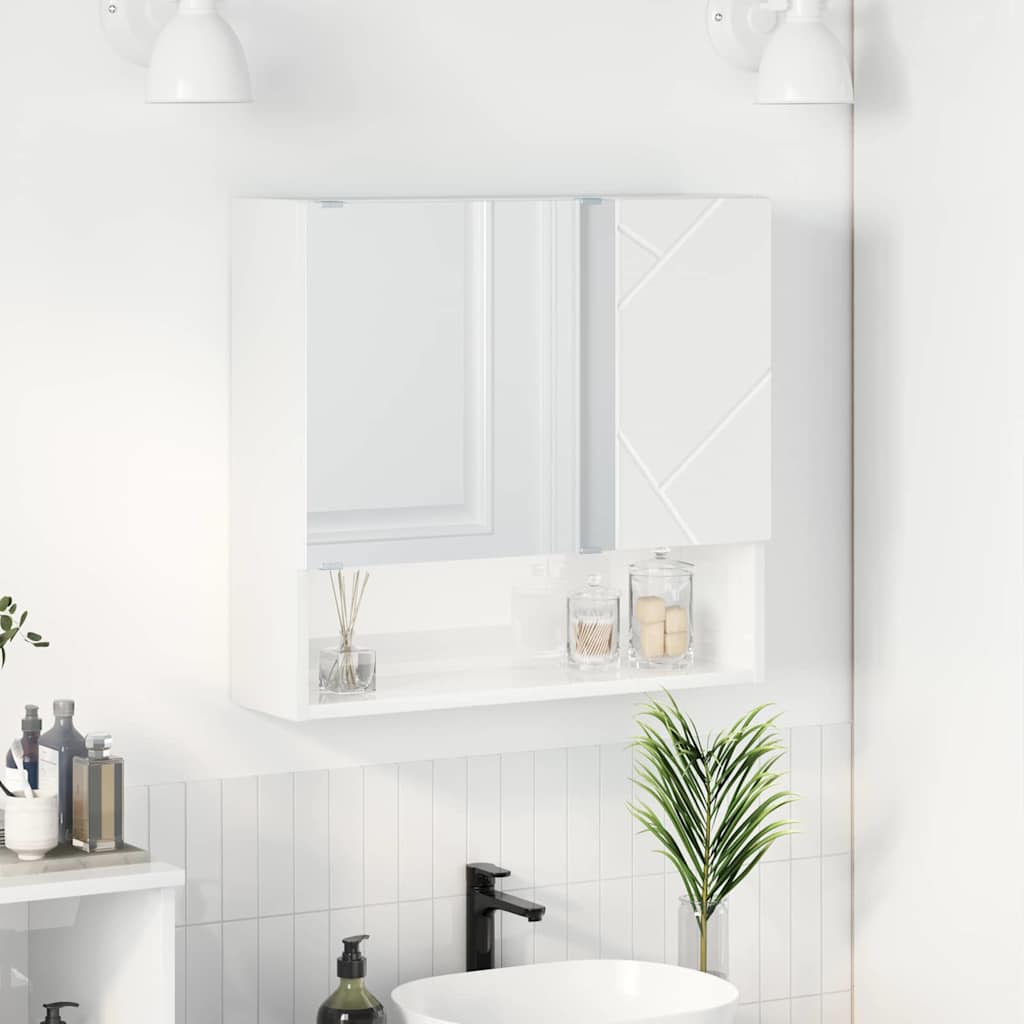 Spiegelkast Hoogglans wit 59 x 17 x 55 cm Bewerkt hout is nu te koop bij PeponiXL, paradijselijk wonen!