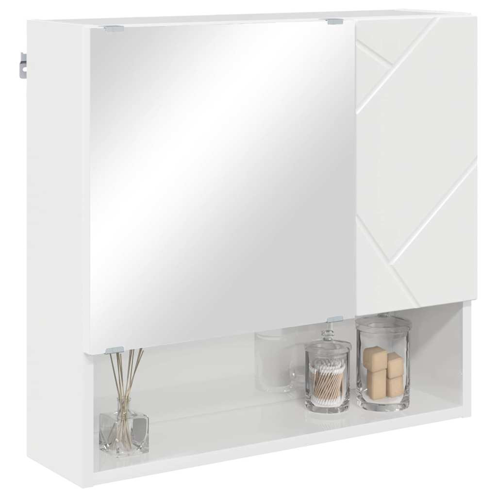 Spiegelkast Hoogglans wit 59 x 17 x 55 cm Bewerkt hout is nu te koop bij PeponiXL, paradijselijk wonen!
