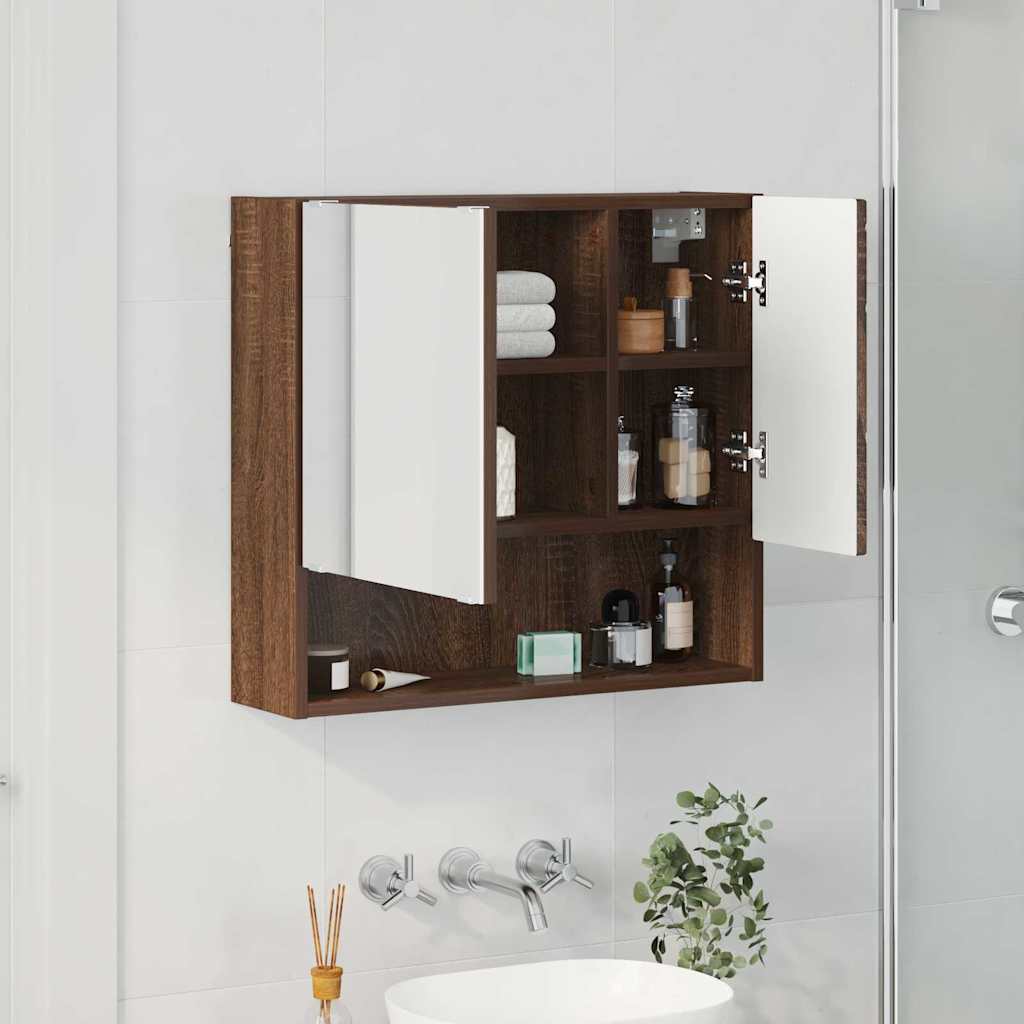 Spiegelkast met opslag Bruin Eiken 59 x 17 x 55 cm Bewerkt hout is nu te koop bij PeponiXL, paradijselijk wonen!