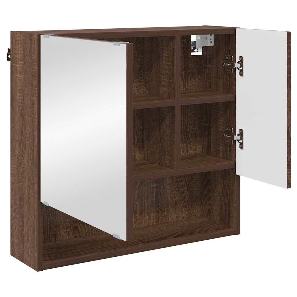 Spiegelkast met opslag Bruin Eiken 59 x 17 x 55 cm Bewerkt hout is nu te koop bij PeponiXL, paradijselijk wonen!