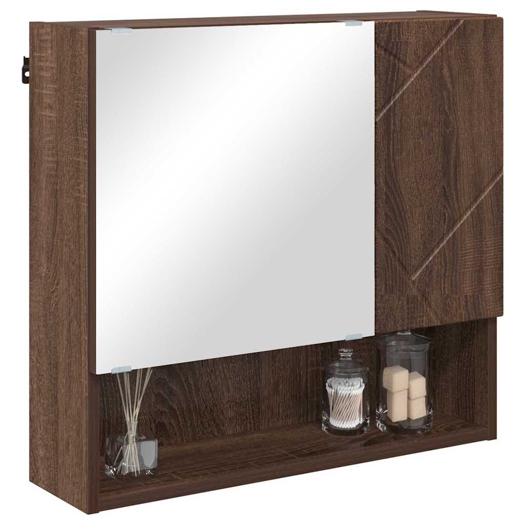 Spiegelkast met opslag Bruin Eiken 59 x 17 x 55 cm Bewerkt hout is nu te koop bij PeponiXL, paradijselijk wonen!