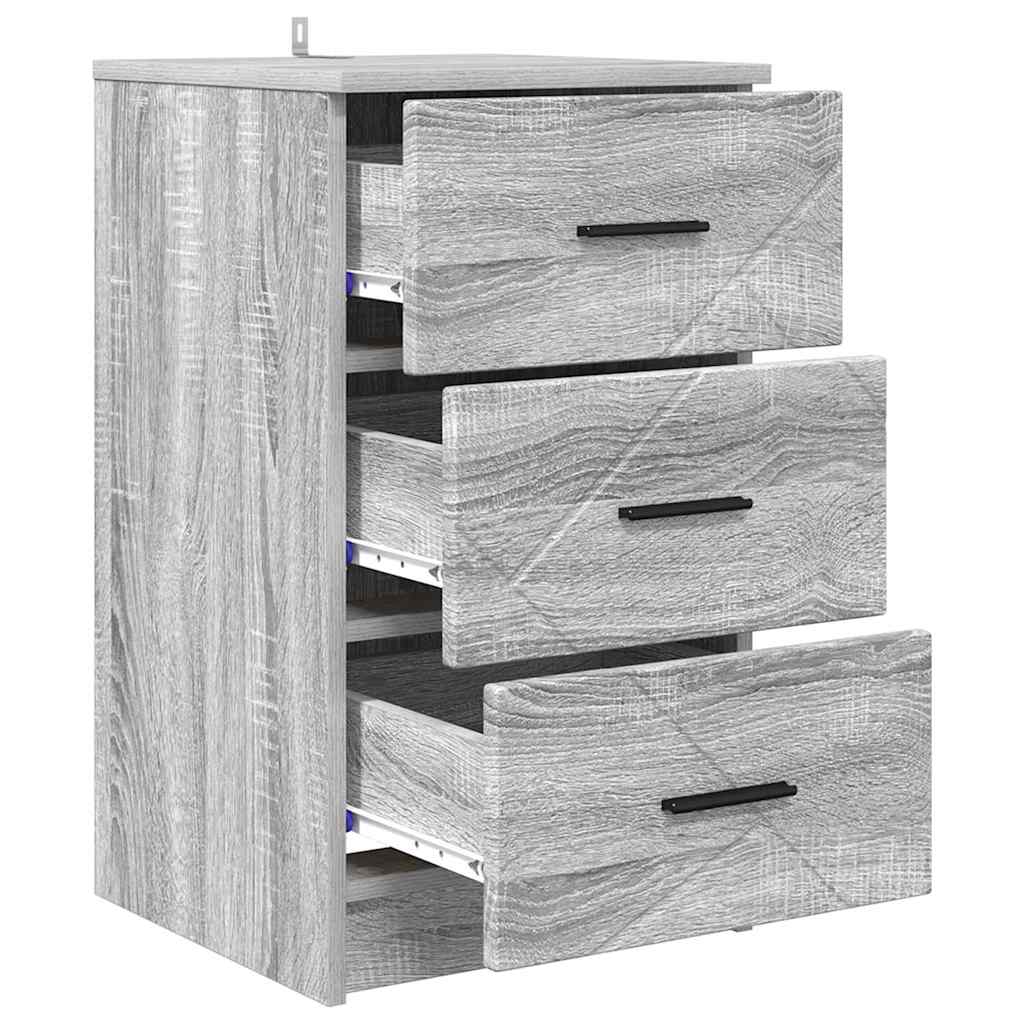 Nachtkastje met lade Grijs sonoma 38 x 38 x 66 cm Bewerkt hout is nu te koop bij PeponiXL, paradijselijk wonen!
