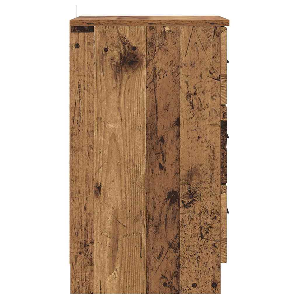 Nachtkastje met lade Oud hout 38 x 38 x 66 cm Bewerkt hout is nu te koop bij PeponiXL, paradijselijk wonen!
