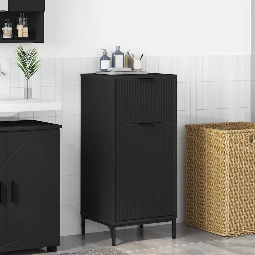 Badkamer Kast Zwart 39,5 x 36 x 88 cm Bewerkt hout & Metaal is nu te koop bij PeponiXL, paradijselijk wonen!