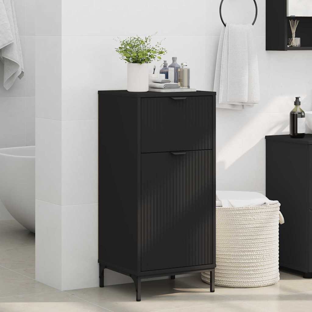 Badkamer Kast Zwart 39,5 x 36 x 88 cm Bewerkt hout & Metaal is nu te koop bij PeponiXL, paradijselijk wonen!