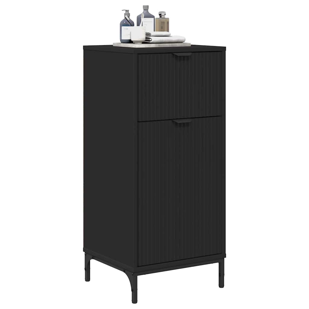 Badkamer Kast Zwart 39,5 x 36 x 88 cm Bewerkt hout & Metaal is nu te koop bij PeponiXL, paradijselijk wonen!