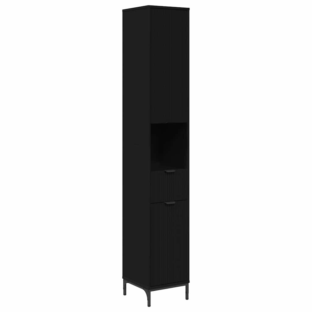 Badkamer Kast Zwart 31,5 x 33 x 190 cm Bewerkt hout, Metaal is nu te koop bij PeponiXL, paradijselijk wonen!