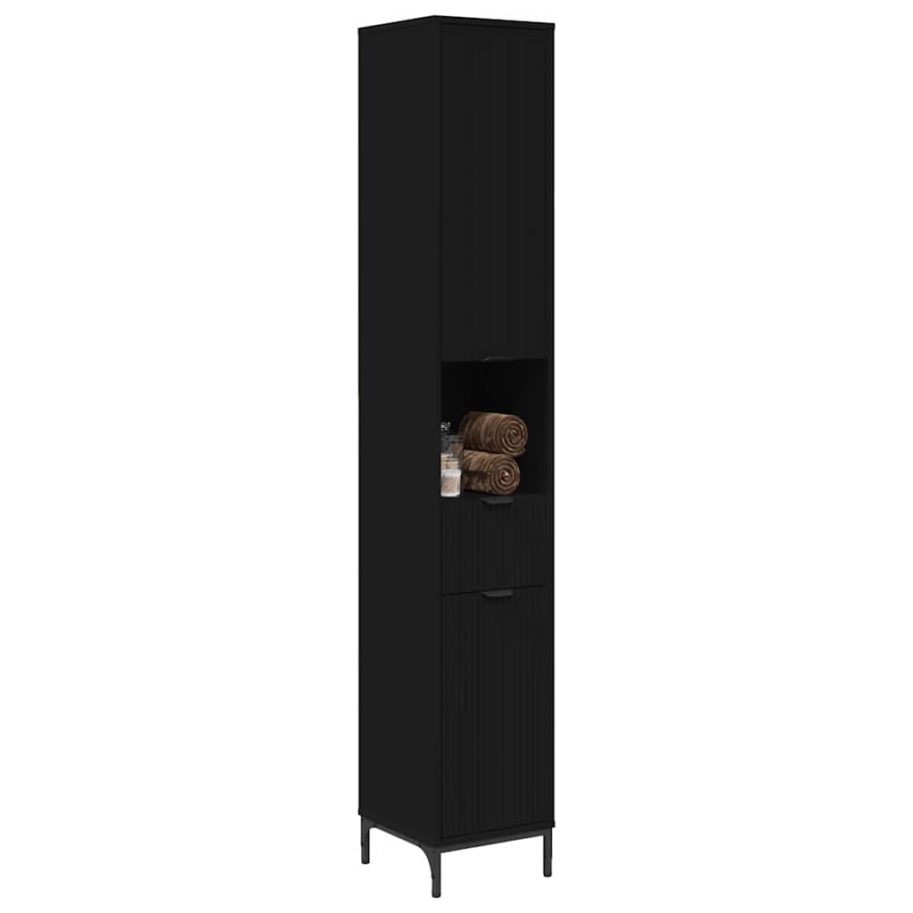 Badkamer Kast Zwart 31,5 x 33 x 190 cm Bewerkt hout, Metaal is nu te koop bij PeponiXL, paradijselijk wonen!