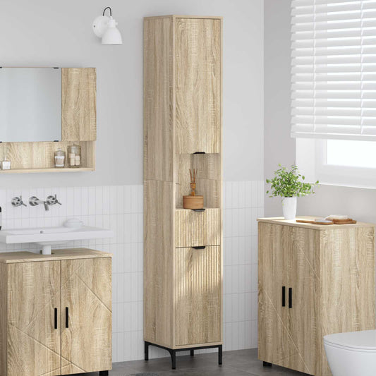 Badkamer Kast met lade Sonoma Eiken 31,5 x 33 x 190 cm is nu te koop bij PeponiXL, paradijselijk wonen!