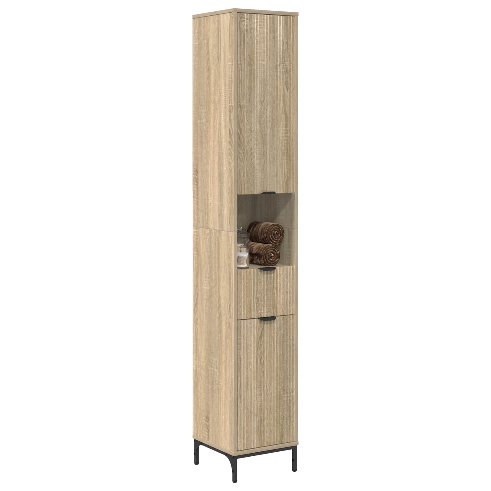 Badkamer Kast met lade Sonoma Eiken 31,5 x 33 x 190 cm is nu te koop bij PeponiXL, paradijselijk wonen!