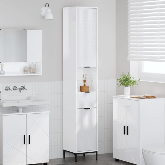 Badkamer Kast met lade Hoogglans wit 31,5 x 33 x 190 cm is nu te koop bij PeponiXL, paradijselijk wonen!