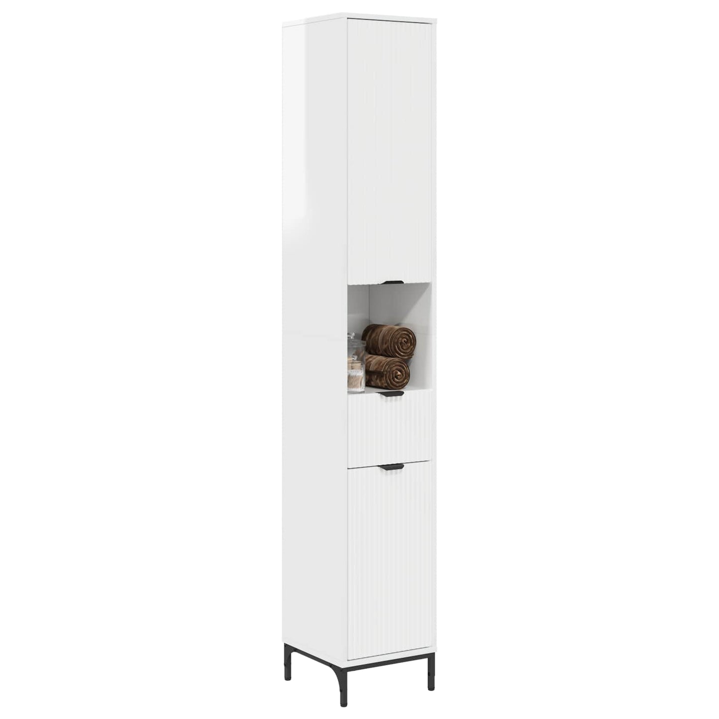 Badkamer Kast met lade Hoogglans wit 31,5 x 33 x 190 cm is nu te koop bij PeponiXL, paradijselijk wonen!