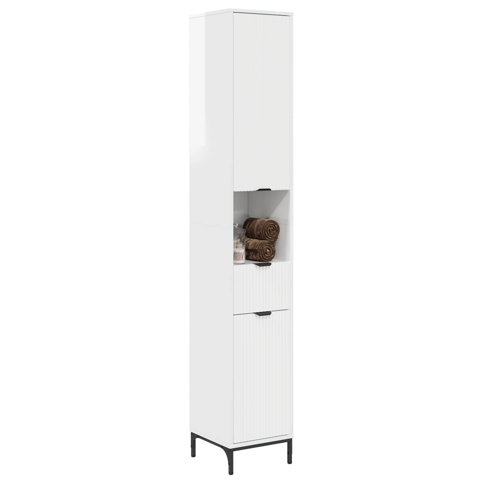 Badkamer Kast met lade Hoogglans wit 31,5 x 33 x 190 cm is nu te koop bij PeponiXL, paradijselijk wonen!