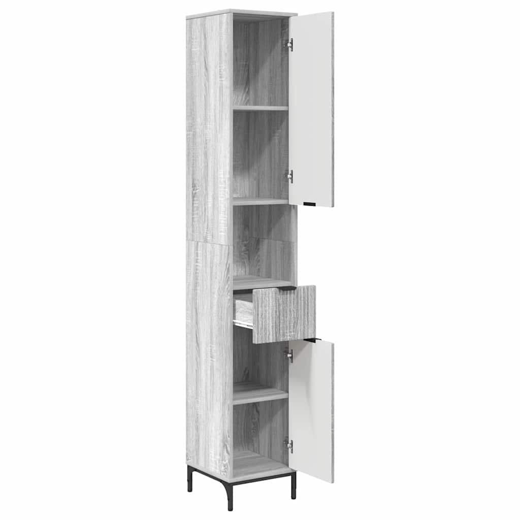 Badkamer Kast met lade Grijs Sonoma 31,5 x 33 x 190 cm is nu te koop bij PeponiXL, paradijselijk wonen!