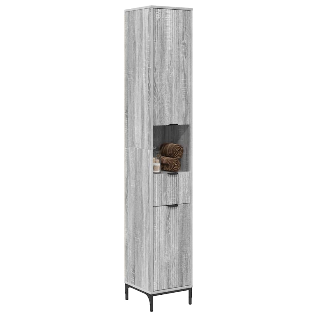 Badkamer Kast met lade Grijs Sonoma 31,5 x 33 x 190 cm is nu te koop bij PeponiXL, paradijselijk wonen!