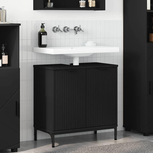 Badkamertenk te kast Zwart 60,5 x 33,5 x 61 cm Bewerkt hout is nu te koop bij PeponiXL, paradijselijk wonen!