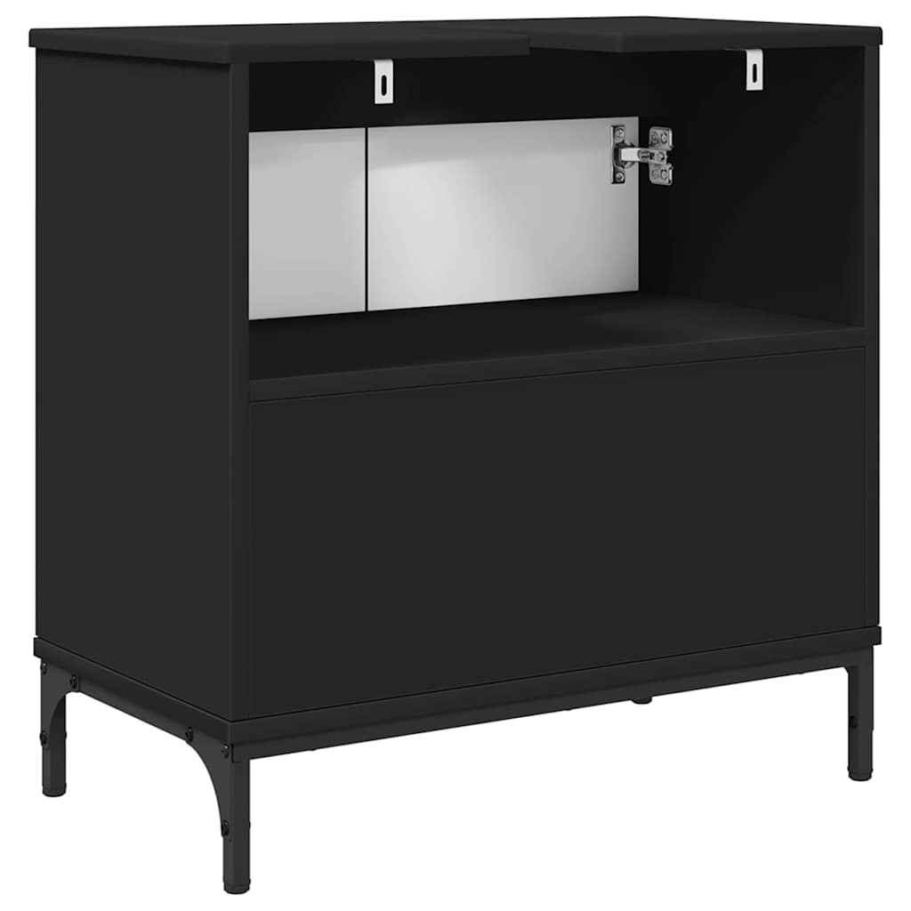 Badkamertenk te kast Zwart 60,5 x 33,5 x 61 cm Bewerkt hout is nu te koop bij PeponiXL, paradijselijk wonen!