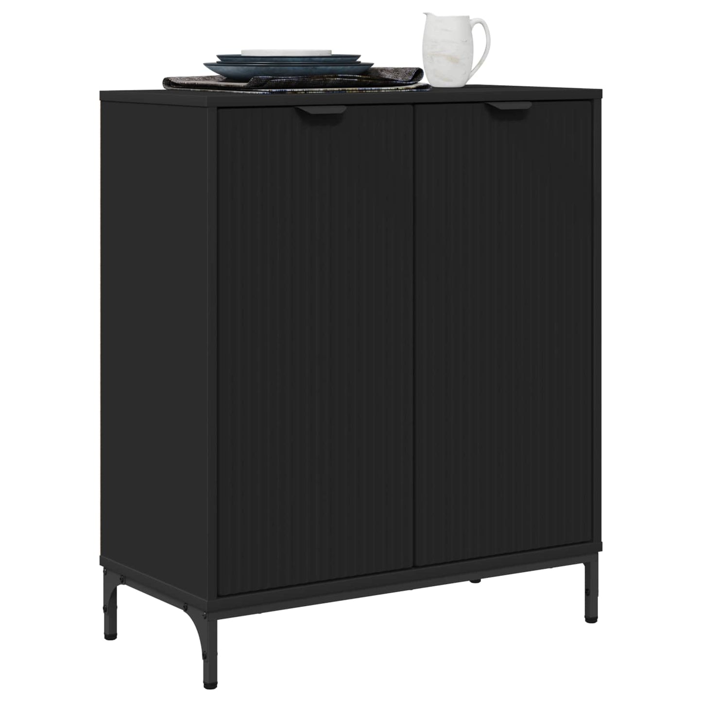 Dressoir Zwart 69,5 x 33 x 82 cm Bewerkt hout is nu te koop bij PeponiXL, paradijselijk wonen!