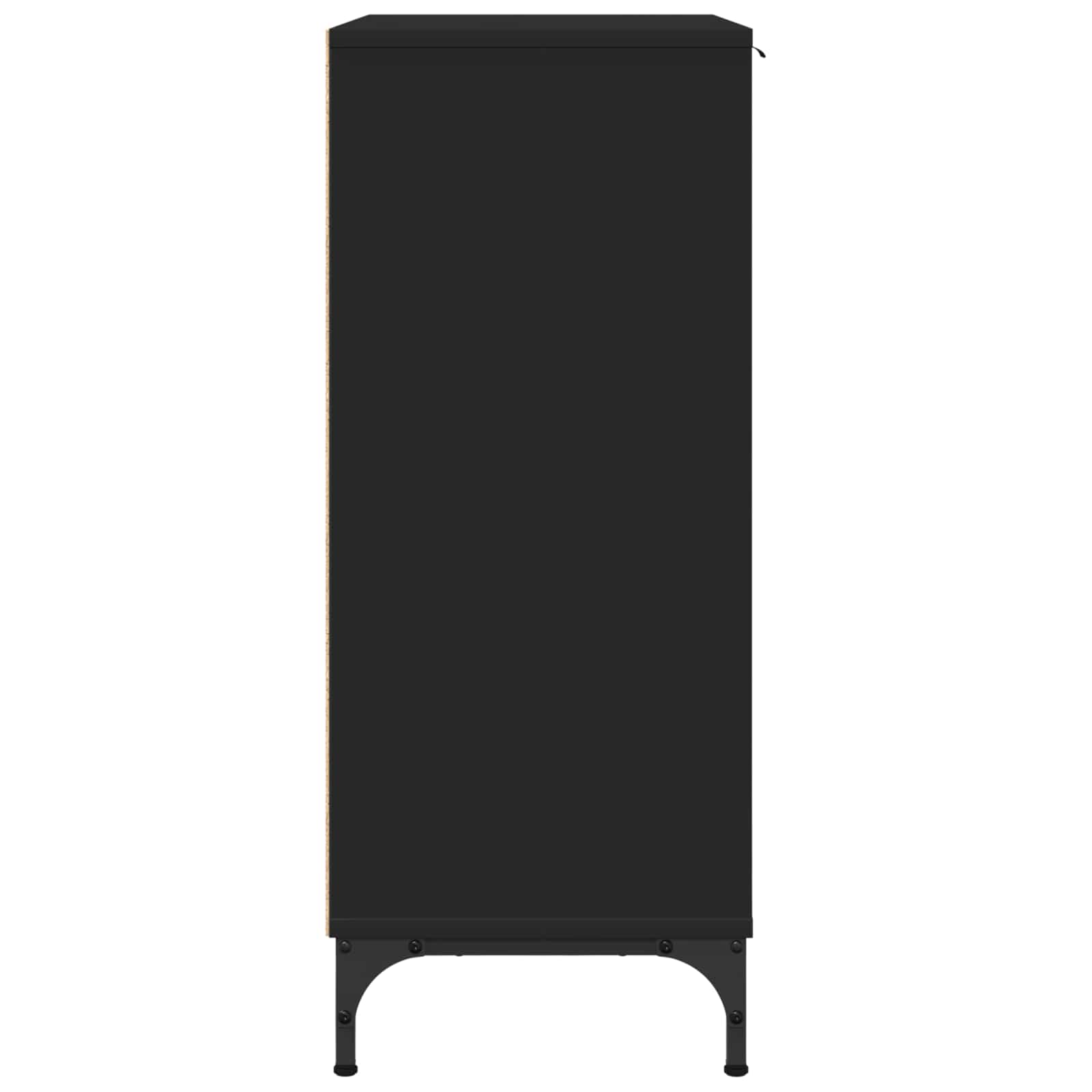 Dressoir Zwart 69,5 x 33 x 82 cm Bewerkt hout is nu te koop bij PeponiXL, paradijselijk wonen!