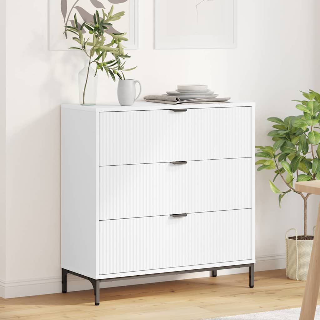 Dressoir met lade Wit 79,5 x 33 x 82 cm Bewerkt hout is nu te koop bij PeponiXL, paradijselijk wonen!