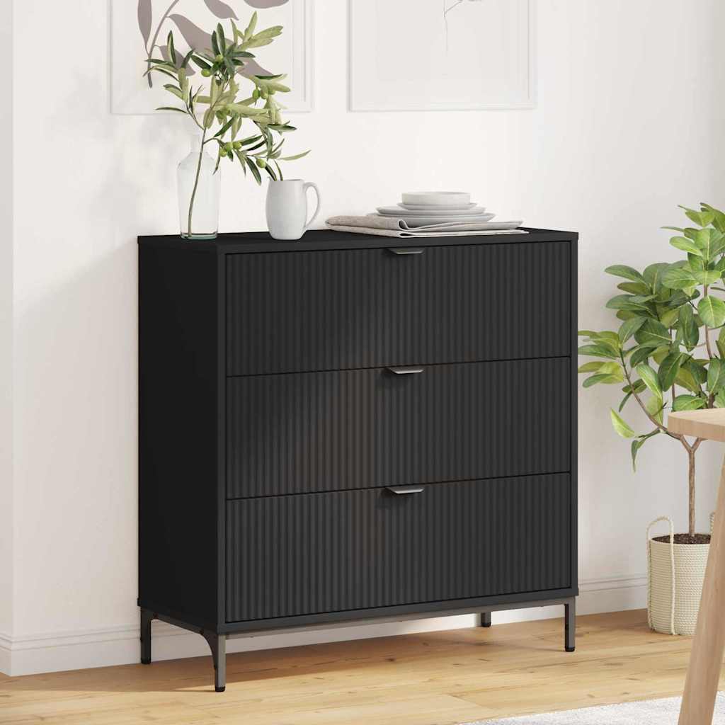 Dressoir met lade Zwart 79,5 x 33 x 82 cm Bewerkt hout is nu te koop bij PeponiXL, paradijselijk wonen!